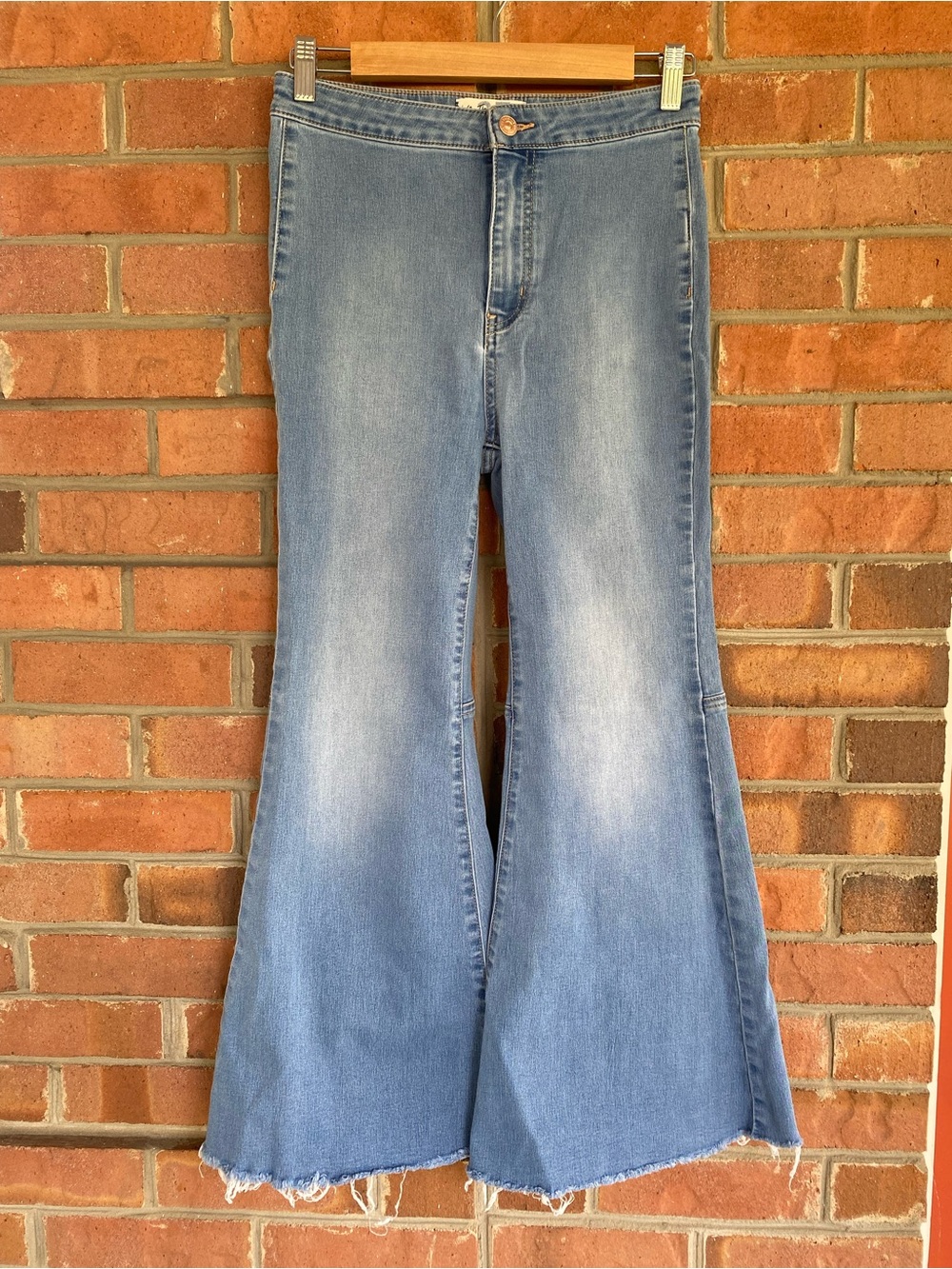 We The Free Light Blue Flare Jeans with Raw Hem